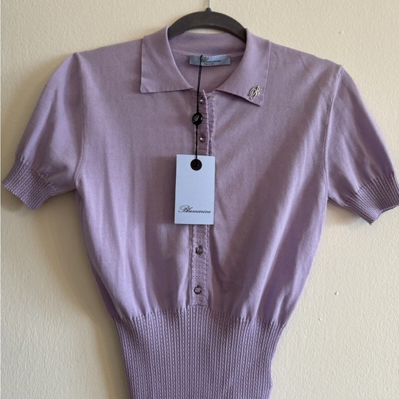 Blumarine Tops - Blumarine Lavender Knit Polo Top